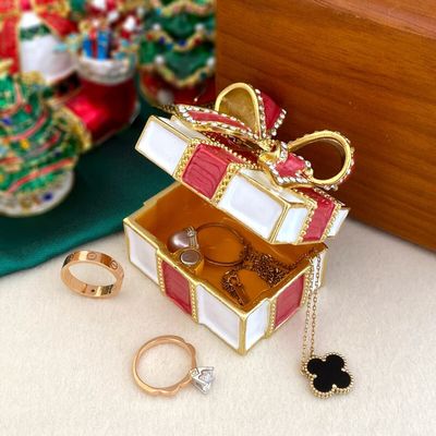 Christmas Collection Figurines Jewelry Trinket Box Hinged Hand Painted Storage Box Ring Holder Home Dresser Decor Wedding Gift (Color : K)