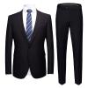 Maiyifu-GJ Men's One Button 2 Piece Suits Solid Formal Wedding Tux Blazer & Pants Casual Daily Party Dress Suit Jacket Set (Black 3,4X-Large) view 1