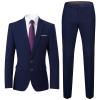 Men's One Button 2 Piece Suits Solid Formal Wedding Tux Blazer & Pants Casual Daily Party Dress Suit Jacket Set (Blue 1,4X-Large) view 1