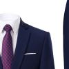 Men's One Button 2 Piece Suits Solid Formal Wedding Tux Blazer & Pants Casual Daily Party Dress Suit Jacket Set (Blue 1,4X-Large) view 3