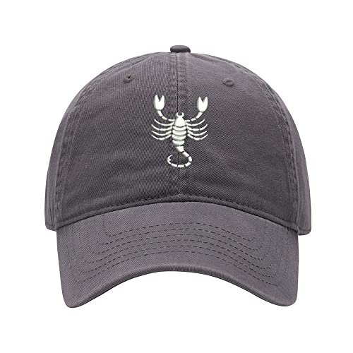 L8502-LXYB Baseball Cap Men Scorpion Scorpid Embroidered Washed Cotton Dad Hat Unisex Baseball Caps (Grey,7 5/8)