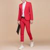 Men's Slim Fit 2 Pieces Suit One Button Solid Formal Blazer & Pants Single Breasted Prom Wedding Tuxedo Set (Red,Medium) view 2