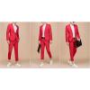 Men's Slim Fit 2 Pieces Suit One Button Solid Formal Blazer & Pants Single Breasted Prom Wedding Tuxedo Set (Red,Medium) view 4
