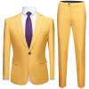 Men's One Button 2 Piece Suits Solid Formal Wedding Tux Blazer & Pants Casual Daily Party Dress Suit Jacket Set (Yellow,3X-Large) view 1