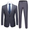 Men's One Button 2 Piece Suits Solid Formal Wedding Tux Blazer & Pants Casual Daily Party Dress Suit Jacket Set (Grey,5X-Large) view 1