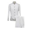 Maiyifu-GJ Men's Chinese Tunic Suit 2 Piece Vintage Mandarin Collar Blazer Pant Set Traditional Luxury Formal Suit Sets (White,3X-Large) view 1