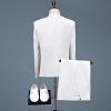 Maiyifu-GJ Men's Chinese Tunic Suit 2 Piece Vintage Mandarin Collar Blazer Pant Set Traditional Luxury Formal Suit Sets (White,3X-Large) view 2