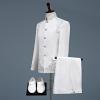 Maiyifu-GJ Men's Chinese Tunic Suit 2 Piece Vintage Mandarin Collar Blazer Pant Set Traditional Luxury Formal Suit Sets (White,3X-Large) view 3