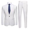 Men's One Button 2 Piece Suits Solid Formal Wedding Tux Blazer & Pants Casual Daily Party Dress Suit Jacket Set (White,5X-Large) view 1