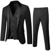 Men Shawl Lapel 3 Piece Tuxedo Suit Slim Fit One Button Jacket Vest & Pant Set Business Wedding Dinner Blazer Set (Black,4X-Large) view 1