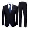 Maiyifu-GJ Men's One Button 2 Piece Suits Solid Formal Wedding Tux Blazer & Pants Casual Daily Party Dress Suit Jacket Set (Black 2,3X-Large) view 1
