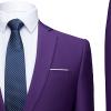 Maiyifu-GJ Men's One Button 2 Piece Suits Solid Formal Wedding Tux Blazer & Pants Casual Daily Party Dress Suit Jacket Set (Purple 1,Small) view 3