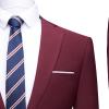 Men's One Button 2 Piece Suits Solid Formal Wedding Tux Blazer & Pants Casual Daily Party Dress Suit Jacket Set (Red Wine,Large) view 3