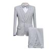 Mens Plaid 2 Pieces Tuxedo Suit Checked Single Breasted One Button Blazer Set Slim Fit Formal Jacket Vest & Pants (Grey 1,Medium) view 1