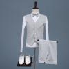 Mens Plaid 2 Pieces Tuxedo Suit Checked Single Breasted One Button Blazer Set Slim Fit Formal Jacket Vest & Pants (Grey 1,Medium) view 2