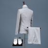Mens Plaid 2 Pieces Tuxedo Suit Checked Single Breasted One Button Blazer Set Slim Fit Formal Jacket Vest & Pants (Grey 1,Medium) view 3