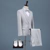 Mens Plaid 2 Pieces Tuxedo Suit Checked Single Breasted One Button Blazer Set Slim Fit Formal Jacket Vest & Pants (Grey 1,Medium) view 4