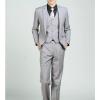 Maiyifu-GJ Men' 3 Piece Solid Color Suit Set Single Breasted Slim Jacket Vest Pants Formal Business Wedding Prom Blazer Sets (Light Grey,X-Small) view 3