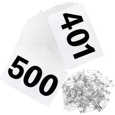 Outink Running Bibs Race Competitor Numbers Waterproof Runners Race Numbers with Safety Pins for Marathon Races Events 5.9" x 7.9" (Number 401-500)