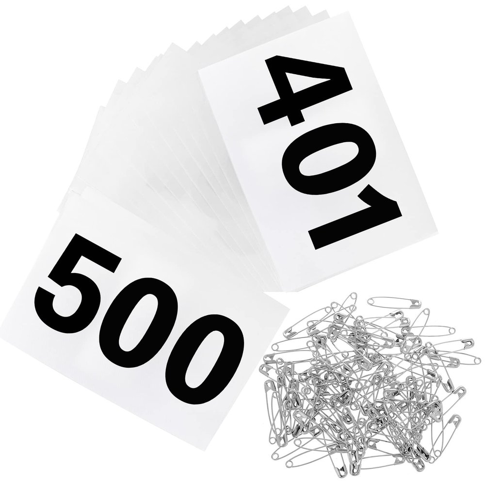 Outink Running Bibs Race Competitor Numbers Waterproof Runners Race Numbers with Safety Pins for Marathon Races Events 5.9" x 7.9" (Number 401-500)