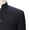 Maiyifu-GJ Men Chinese Tunic Suit 2 Piece Vintage Mandarin Collar Blazer Pant Set Traditional Formal Business Suit Set (Dark Blue,Small) view 2
