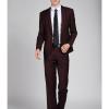 Men' 3 Piece Solid Color Suit Set Single Breasted Slim Jacket Vest Pants Formal Business Wedding Prom Blazer Sets (Purple 1,Small) view 4