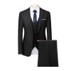Maiyifu-GJ Men's 3 Piece Solid Color Suit Set Single Breasted Slim Fit Jacket Vest Pants Business Wedding Prom Blazer Sets (Black 1,Small) view 1