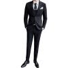 Men's Plaid 3 Pieces Tuxedo Suit Checked Slim Fit One Button Blazer Set Striped Formal Jacket Vest & Pants (Black,3X-Large) view 1