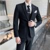 Men's Plaid 3 Pieces Tuxedo Suit Checked Slim Fit One Button Blazer Set Striped Formal Jacket Vest & Pants (Black,3X-Large) view 3