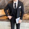 Men's Plaid 3 Pieces Tuxedo Suit Checked Slim Fit One Button Blazer Set Striped Formal Jacket Vest & Pants (Black,3X-Large) view 4