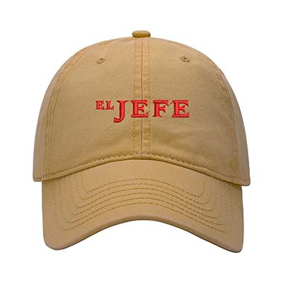 Baseball Cap Men El Jefe Embroidered Washed Cotton Dad Hat Unisex Baseball Caps (Khaki,7 5/8)