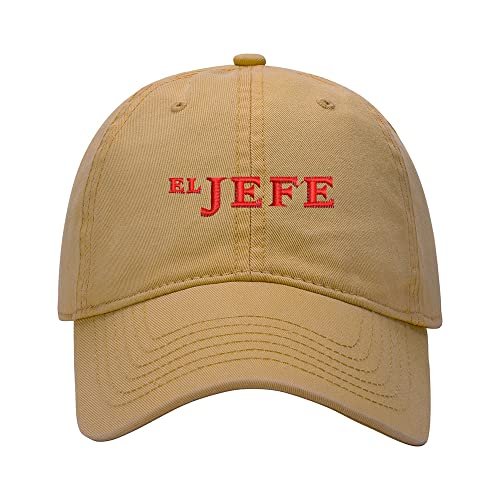 Baseball Cap Men El Jefe Embroidered Washed Cotton Dad Hat Unisex Baseball Caps (Khaki,7 5/8)