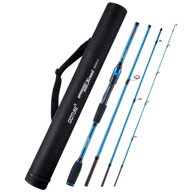 4 Piece Travel Spinning Fishing Rods Portable 4 Sections Lightweight Carbon Fiber Poles M Power MF Action 8ft Blue