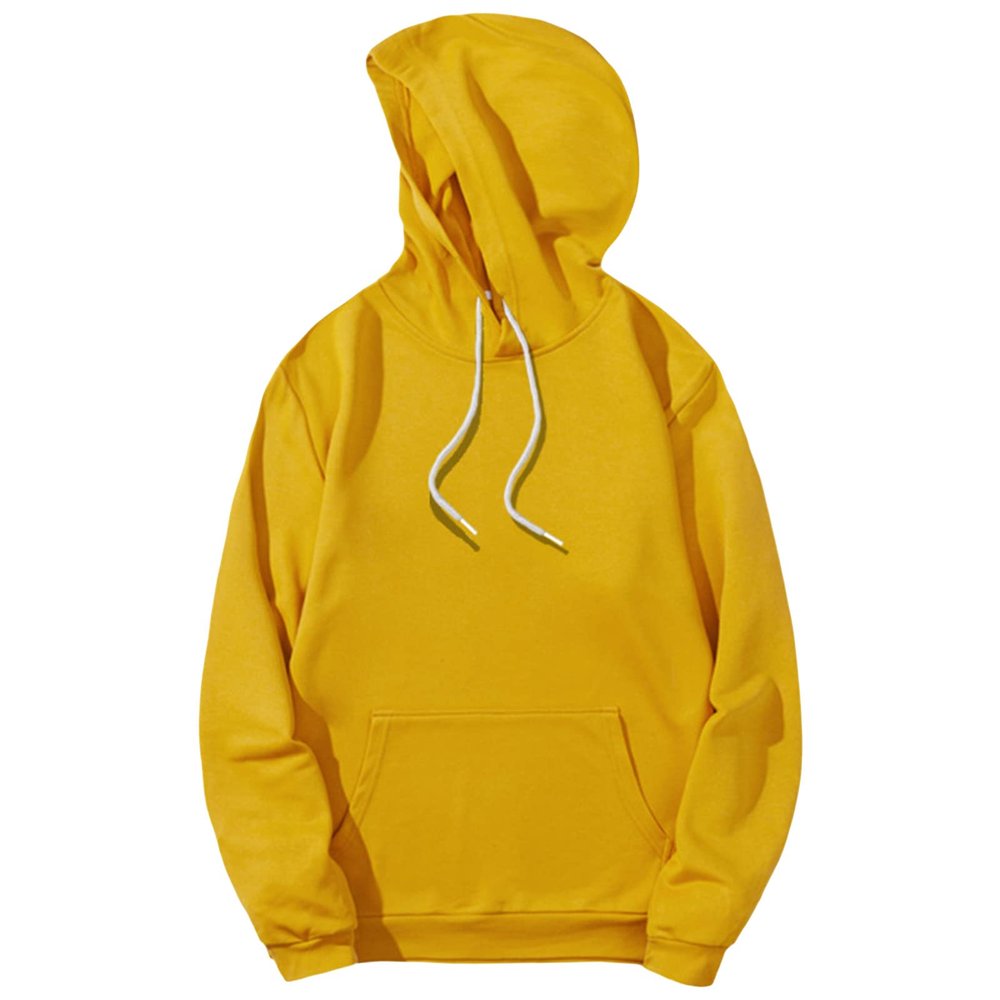 Maiyifu-GJ Men's Lightweight Casual Athletic Hoodies Long Sleeve Drawstring Hooded Pullover Hoodie Sweatshirts With Pockets (Yellow,Large)