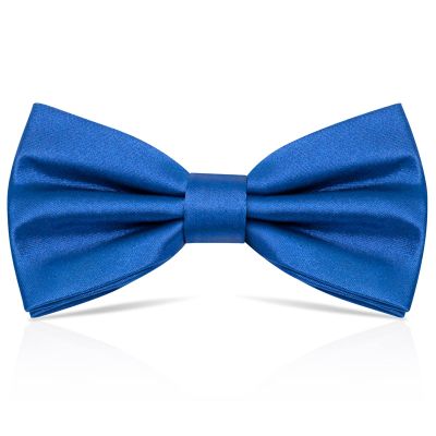 PAFUWEI Men's Pre-Tied Bow Tie, Tux Bowtie Solid Color Neck Bow Ties Adjustable Length Formal Satin Bow Tie for Wedding Party (Polyester, Royal Blue)
