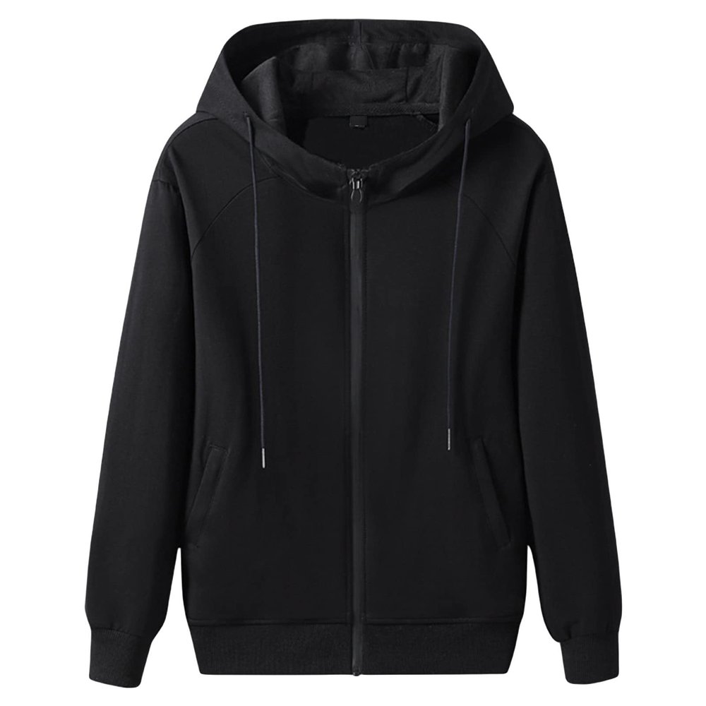 Maiyifu-GJ Men's Slim Fit Full Zip Hoodies Lightweight Athletic Casual Hooded Sweatshirt Long Sleeve Active Hoodie Jackets (Black,5X-Large)