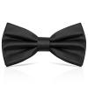 PAFUWEI Men's Pre-Tied Bow Tie, Tux Bowtie Solid Color Neck Bow Ties Adjustable Length Formal Satin Bow Tie for Wedding Party (Polyester, Black) view 1