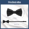 PAFUWEI Men's Pre-Tied Bow Tie, Tux Bowtie Solid Color Neck Bow Ties Adjustable Length Formal Satin Bow Tie for Wedding Party (Polyester, Black) view 2