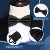 PAFUWEI Men's Pre-Tied Bow Tie, Tux Bowtie Solid Color Neck Bow Ties Adjustable Length Formal Satin Bow Tie for Wedding Party (Polyester, Black) view 3