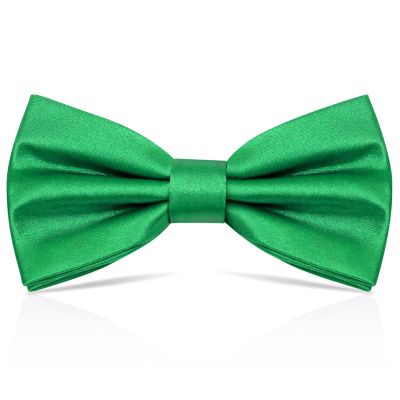 PAFUWEI Men's Pre-Tied Bow Tie, Tux Bowtie Solid Color Neck Bow Ties Adjustable Length Formal Satin Bow Tie for Wedding Party (Polyester, Green)