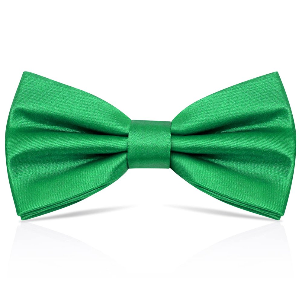 PAFUWEI Men's Pre-Tied Bow Tie, Tux Bowtie Solid Color Neck Bow Ties Adjustable Length Formal Satin Bow Tie for Wedding Party (Polyester, Green)