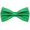 PAFUWEI Men's Pre-Tied Bow Tie, Tux Bowtie Solid Color Neck Bow Ties Adjustable Length Formal Satin Bow Tie for Wedding Party (Polyester, Green) view 1