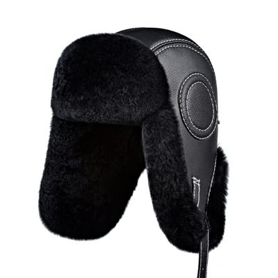 ZCBYBT Russian Style Winter Hat Men's Trapper Hat with Earflap Hat Winter Skiing Trooper Hat,Black,56~58cm