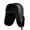 ZCBYBT Russian Style Winter Hat Men's Trapper Hat with Earflap Hat Winter Skiing Trooper Hat,Black,56~58cm view 1
