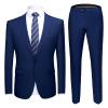Men's One Button 2 Piece Suits Solid Formal Wedding Tux Blazer & Pants Casual Daily Party Dress Suit Jacket Set (Blue 2,3X-Large) view 1