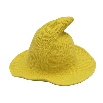 AMYAVA Baseball Hat Festive Halloween Personality Wizard Hat Peaked Big Brim Wool Hat,Kids Wool Blend - Yellow