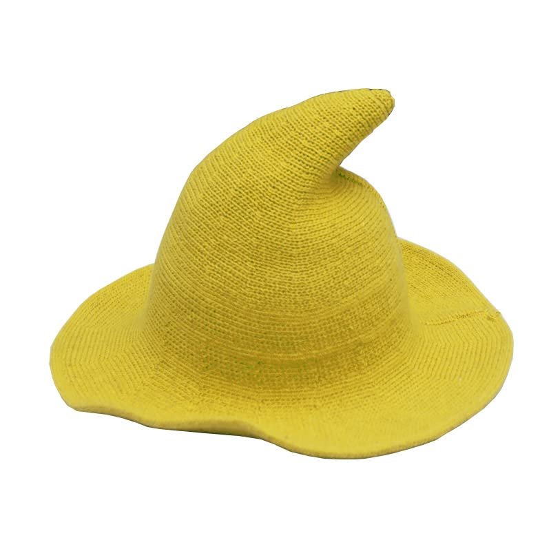 AMYAVA Baseball Hat Festive Halloween Personality Wizard Hat Peaked Big Brim Wool Hat,Kids Wool Blend - Yellow