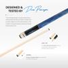 Pearson Cues Players Series Pool Cue Stick,18-21 oz, 58" Maple Wood Pool Cue with 5/16 x 18 Implex Joint, Tiger Everest Pro Tip, Low-Deflection Shaft Professional Billiard Cue, 20oz, Blue view 2