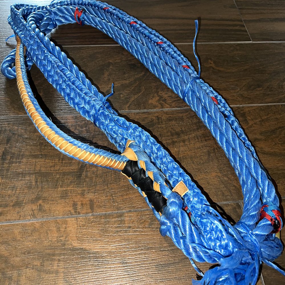 Bull Rope Blue Poly Jr Bull 9x7 RH 7/8" x 1" Soft - EPT Bull Ropes Riding Rope 14'