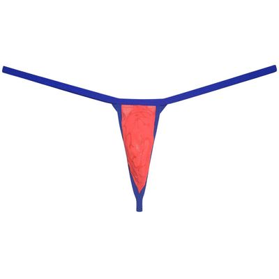 Botmois Men's See-through Bikini Tangas Light Lace String Thong Underwear Pouch T-back Minimal Coverage Male Underpants Orange Red XL